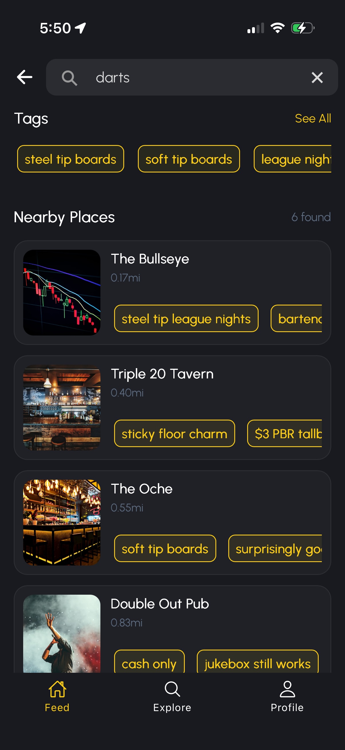 Quick search categories